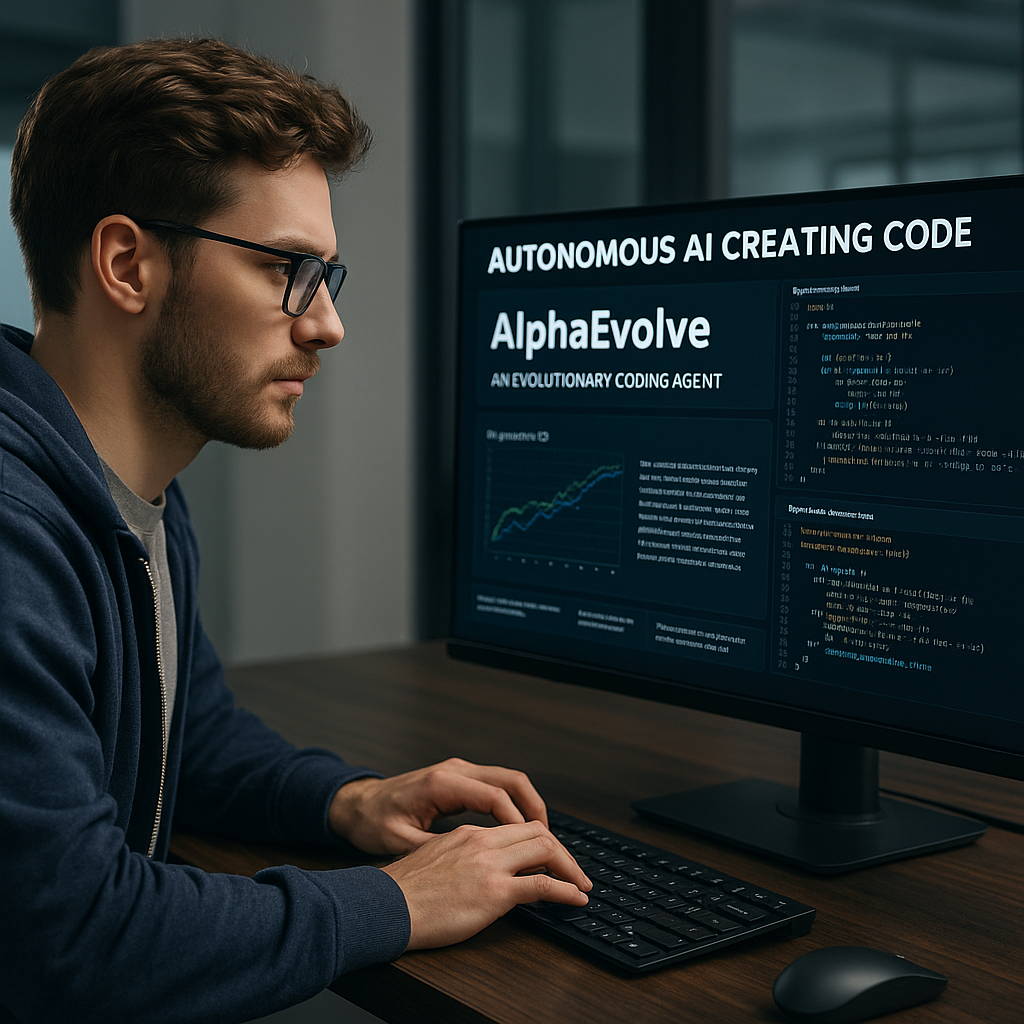 Capa de AlphaEvolve: A Revolução da Programação Autônoma pela IA da DeepMind
