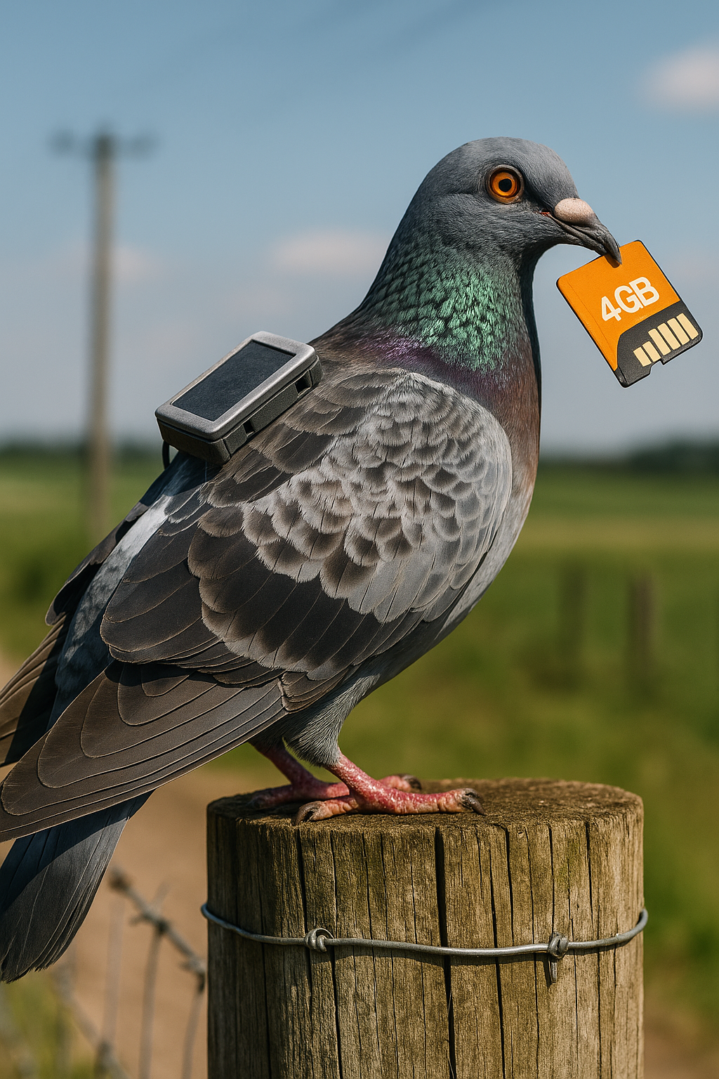 Capa de Curiosidade Tecnológica: O Pombo-Correio que Venceu a Internet 